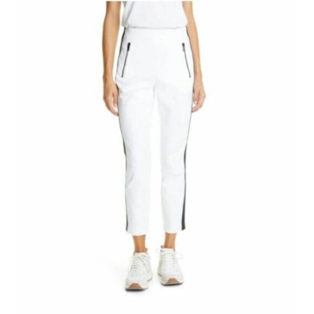 Rag & Bone Pants Simone White Ankle High Rise Zipper Side Stripe Sz 12  New $325